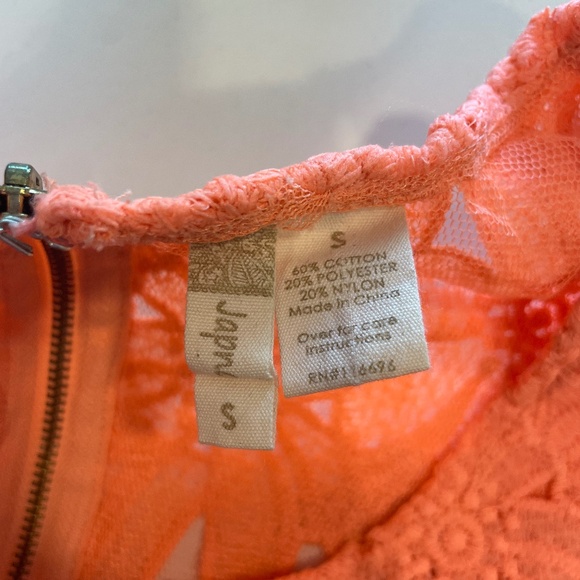 Japan Handmade Neon Orange Lace Blouse with Back Zipper & Short Sleeves – Size S - Picture 7 of 11